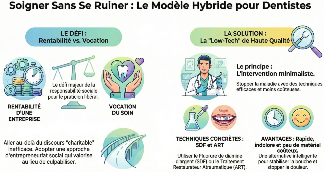 Soigner Sans Se Ruiner : Le Modèle Hybride pour Dentistes — Techniques Low-Tech (SDF, ART) pour une intervention efficace et accessible