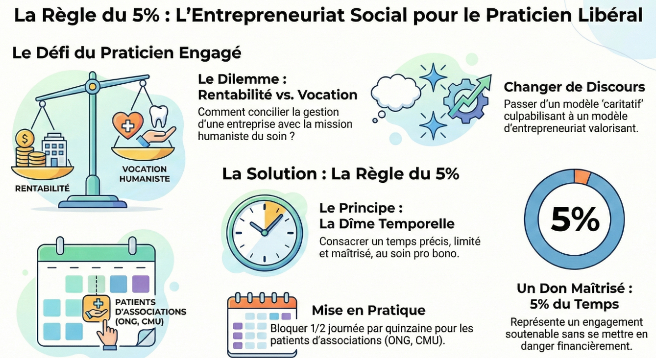 La Règle du 5% : L'Entrepreneuriat Social pour le Praticien Libéral — La Dîme Temporelle, 5% du temps consacré au pro bono
